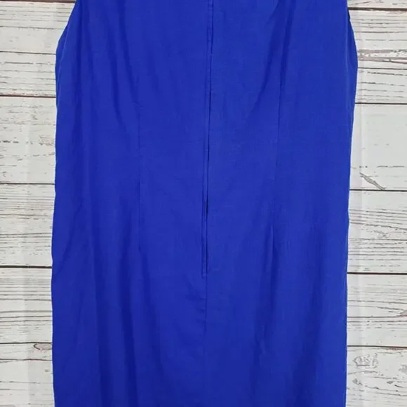 Sag Harbor Women's Blue Linen Blend Embroidered Maxi Dress Size 18W - Picture 13 of 14